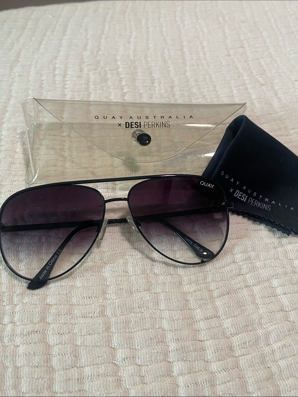Quay x Desi Perkins Black fade Aviator Sunglasses